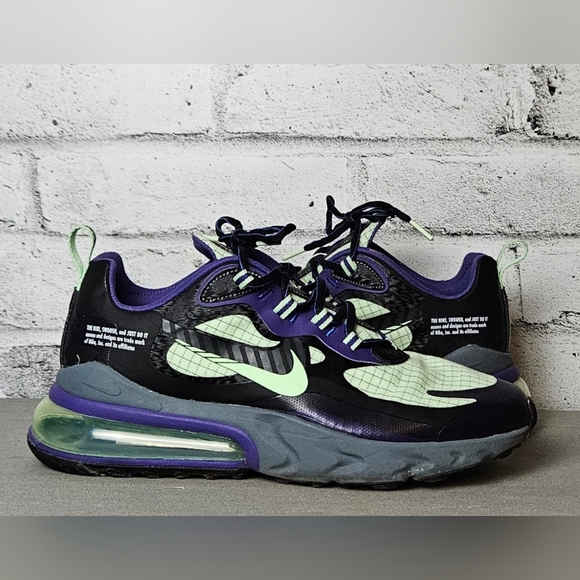 Nike Air Max 270 React Sneakers Mens 10 Purple Green Black CT1817-001 - Picture 7 of 10